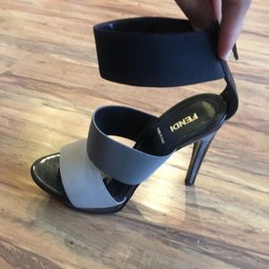 Fendi grey and black heels